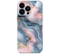 ONEFLOW Bliss Cover per iPhone 14 Pro Max, effetto marmo, custodia protettiva per cellulare con protezione per la fotocamera, custodia rigida con glitter marmorizzata, rosa oro grigio