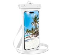 ONEFLOW Borsa da spiaggia per Poco F7 Ultra, custodia impermeabile con touch e finestra per fotocamera, custodia subacquea per viaggi, nuoto, con cinturino e cordino da appendere, bianco