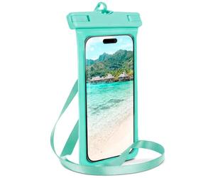 ONEFLOW Borsa da spiaggia per Poco X8 Pro Max, custodia impermeabile con touch e finestra per fotocamera, custodia subacquea per viaggi, nuoto, con cinturino e cordino da appendere, turchese