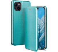 ONEFLOW Business Case - Custodia pieghevole per iPhone 15 Plus, con funzione di supporto, sottile, in pelle PU, con scomparto per carte di credito, 360 gradi, colore: Verde menta