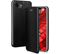 ONEFLOW Business Case - Custodia pieghevole per iPhone 16e, con funzione di supporto, sottile, in pelle PU, con scomparto per carte di credito, 360 gradi, colore: Nero