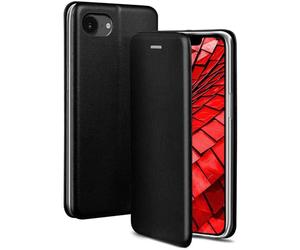ONEFLOW Business Case - Custodia pieghevole per iPhone 16e, con funzione di supporto, sottile, in pelle PU, con scomparto per carte di credito, 360 gradi, colore: Nero