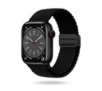 ONEFLOW Casual Loop - Cinturino compatibile con Apple Watch 8 (45 mm), cinturino intrecciato elastico, in tessuto di nylon, chiusura magnetica, sportivo, per iWatch, unisex, colore nero