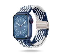 ONEFLOW Casual Loop - Cinturino compatibile con Apple Watch Ultra 2 (49 mm), cinturino intrecciato elastico, in tessuto di nylon, chiusura magnetica, sportivo, per iWatch, unisex, colore blu e bianco