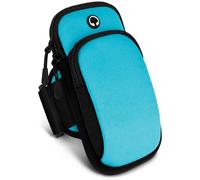 ONEFLOW Cinturino sportivo di alta qualità per il jogging, compatibile con iPhone 16e, custodia da corsa per smartphone, custodia morbida, 2 scomparti, supporto per cellulare sportivo, colore: blu