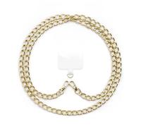 ONEFLOW Collana universale da appendere in acciaio inox, cinturino per cellulare per custodie, catena in metallo lunga con 2 moschettoni senza custodia per tutti gli smartphone, Chainless Curb Chain
