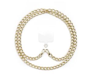 ONEFLOW Collana universale da appendere in acciaio inox, cinturino per cellulare per custodie, catena in metallo lunga con 2 moschettoni senza custodia per tutti gli smartphone, Chainless Curb Chain
