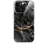 ONEFLOW - Cover Bliss per iPhone 14 Pro, effetto marmo, custodia protettiva per cellulare con protezione per la fotocamera, custodia rigida con glitter marmorizzata, nero oro