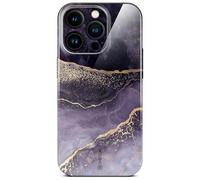 ONEFLOW - Cover Bliss per iPhone 14 Pro, effetto marmo, custodia protettiva per cellulare con protezione per la fotocamera, custodia rigida con motivo glitterato marmorizzato, viola oro