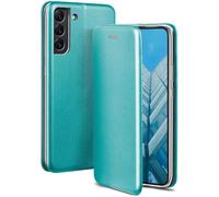 ONEFLOW Custodia compatibile con Samsung Galaxy S22 Plus, custodia pieghevole, con scomparto per carte di credito, funzione di chiamata, effetto pelle, con bumper in silicone, colore: verde menta