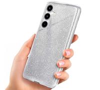 ONEFLOW Custodia con glitter per Samsung Galaxy A35 5G con protezione per fotocamera, elegante custodia glitterata, sottile in TPU per donna, compatibile con Qi, argento