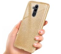 OneFlow Custodia con Lustrini Compatibile con Huawei Mate 20 Lite Custodia Glitterata Antiurto, Custodia per Telefono con Strass diamantati, Custodia Brillante con Lustrini, Brillo - Oro