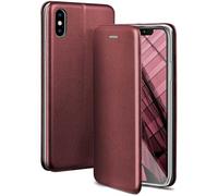 OneFlow Custodia per cellulare compatibile con Apple iPhone X/iPhone XS, custodia per cellulare con slot per schede,custodia a portafoglio in similpelle con bumper in silicone, Vino rosso