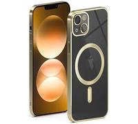 ONEFLOW Custodia per iPhone 13 MagSafe con protezione per fotocamera, custodia protettiva per ricarica induttiva trasparente, custodia per iPhone 13, magnetica, oro