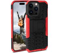 ONEFLOW Custodia protettiva compatibile con Apple iPhone 15 Pro - Custodia per esterni antiurto con supporto, protezione per fotocamera e schermo, Vulcano - rosso