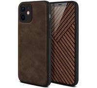 ONEFLOW Pali Case compatibile con Apple iPhone 12, con protezione per fotocamera, custodia in pelle vegana, cover posteriore di alta qualità, custodia flessibile ultra sottile, marrone scuro