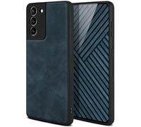 ONEFLOW Pali Case compatibile con Samsung Galaxy S21 Custodia con protezione per fotocamera, custodia in pelle vegana, cover posteriore di alta qualità, flessibile, ultra sottile, blu notte