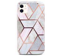 ONEFLOW Sense Case Custodia compatibile con Apple iPhone 12 / 12 Pro, effetto marmo, protezione schermo e fotocamera, in silicone con lustrini, Thrill