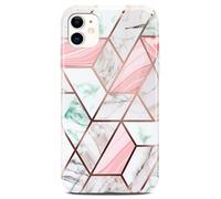 ONEFLOW Sense Case Custodia compatibile con Apple iPhone 12 / 12 Pro, effetto marmo, protezione schermo e fotocamera, in silicone con lustrini, Joy