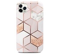 ONEFLOW Sense Case Custodia compatibile con Apple iPhone 12 Pro Max, effetto marmo, protezione schermo e fotocamera, in silicone con lustrini, Devotion