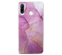 ONEFLOW Sense Case Custodia compatibile con Huawei P30 Lite/P30 Lite New, effetto marmo, protezione schermo e fotocamera, in silicone con lustrini, Affection