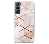 ONEFLOW Sense Case Custodia compatibile con Samsung Galaxy S21 Plus, effetto marmo, protezione schermo e fotocamera, in silicone con lustrini, Devotion