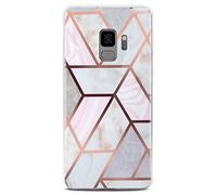 ONEFLOW Sense Case Custodia compatibile con Samsung Galaxy S9, effetto marmo, protezione schermo e fotocamera, in silicone con lustrini, Thrill