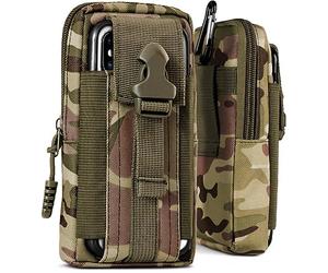 ONEFLOW Survival Case Compatibile con Xiaomi Redmi Note 13 Pro+ 5G - Cellulare Marsupio in Nylon con Moschettone, Borsa tattica EDC con Supporto per Cintura, Custodia Esterna - Camo Verde