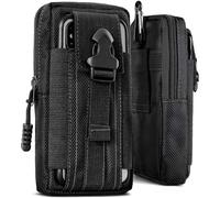 ONEFLOW Survival Case per iPhone 13 Pro Max, custodia da cintura in nylon con moschettone, borsa tattica EDC con supporto per cintura, custodia per cellulare per attività all'aperto, nero