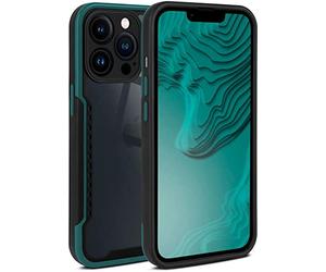 ONEFLOW Vanguard Case Compatibile con Apple iPhone 13 Pro Custodia con Protezione Schermo e Fotocamera, Custodia ibrida in Silicone e TPU Custodia Antiurto Trasparente - Petrolio