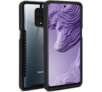 ONEFLOW Vanguard Case Compatibile con Xiaomi Redmi Note 9 Pro Custodia con Protezione Schermo e Fotocamera, Custodia ibrida in Silicone e TPU Custodia Antiurto Trasparente - Nero
