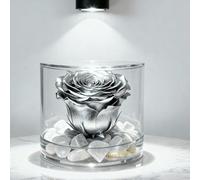 OneFlower by PREMIUM ROSE Box tondo con Rosa Argento Stabilizzata e Marmo di Carrara, Idea Regalo Unica e Raffinata, Idea regalo per lei, Anniversari, Fatta in Italia Argento 1901