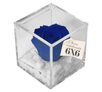 OneFlower by PREMIUM ROSE - Cubo Rosa Stabilizzata Blu 6 cm con Marmo di Carrara - Rosa Eterna Stabilizzata Made in Italy - Idea per Bomboniere, Lauree e Battesimi - Blu 1061