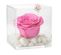 OneFlower by PREMIUM-ROSE - Cubo Rosa Stabilizzata Rosa 8 cm con Marmo di Carrara - Rosa Eterna Stabilizzata Made in Italy - Idea per Chi Ama Colori Vivaci e Giovani Donne - Rosa A 1085