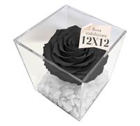 OneFlower by PREMIUMROSE - Cubo Rosa Stabilizzata Nera 12 cm con scaglie di Marmo di Carrara - Rose nera Eterne, Idea regalo per lei, idea originale, amica, Fidanzata - Made in Italy - Nera A1027