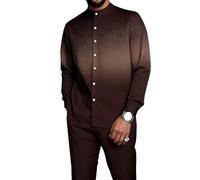 oneforus Completo da Uomo Africano in 2 Pezzi Dashiki Abito Tradizionale con Colletto alla Coreana Camicia a Maniche Lunghe con Bottoni e Pantaloni