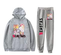 oneforus Felpa Unisex Beastars e Pantaloni da Jogging Set di Due Pezzi Anime Cosplay Legoshi Stampato Casual Set
