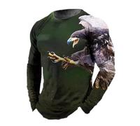 oneforus Maglietta a Maniche Lunghe da Uomo Eagle Animals Maglietta Grafica con Stampa 3D dell'aquila Maglietta Vintage Casual Maglie a Girocollo