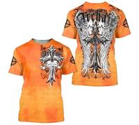 oneforus Uomo Vintage Vichingo Tatuaggio Norrena Mitologia Stampa T-Shirt Estate Manica Corta Tee Tops Hip Hop Outdoor Street T-Shirt