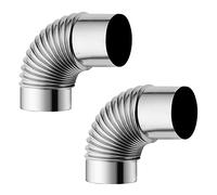 OneGas Tubo per stufa, gomito (90 gradi, 2 pezzi), canna fumaria, in acciaio inox, per esterni, campeggio, stufa a legna, fumo, tubo di scarico (Dia 2,36 in/6 cm)