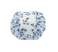 ONEGenug - Beauty case in velluto con coulisse, organizer per articoli da toeletta in un solo passaggio, astuccio per cosmetici per donne pigre, blu cielo