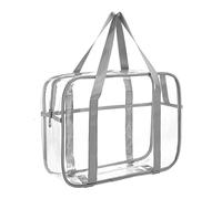 ONEGenug Borsa da toilette trasparente, in PVC, da viaggio, impermeabile, da viaggio, 36 x 15 x 28 cm, grigio.