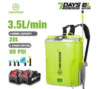 ONEGREEN Spruzzatore Elettrico ad Alta Capacità 20L per Giardino e Prato, Irroratore per Pesticidi e Irrigazione Piante, Utensile Elettrico Compatibile con Batteria Makita 18V