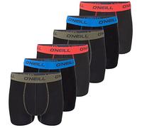 O'Neill - Boxer da uomo, confezione da 6 pezzi, tinta unita, sport, boxer basic, biancheria intima, senza apertura sul davanti, in cotone, nero, rosso, blu, M, L, XL, XXL, M