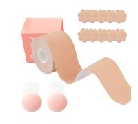 ONEINHE Boob Tape, Nastro di Sollevamento delle Tette, Tapes Senza Spalline Autoadesivi, Nastro per Seno Invisibile 5M con 12Pcs Copricapezzoli per Grandi Seni