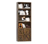 oneinmil Libreria Alta con Ante 6 Ripiani, Scaffale PortaLibri Moderno con Ante e Ripiani Aperti, Mobile Contenitore per Soggiorno, Ufficio, Camera da Letto, 55.5 x 23.5 x 181 cm, Marrone