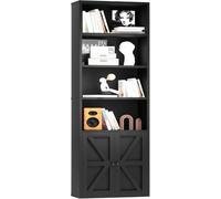 oneinmil Libreria Alta con Ante 6 Ripiani, Scaffale PortaLibri Moderno con Ante e Ripiani Aperti, Mobile Contenitore per Soggiorno, Ufficio, Camera da Letto, 55.5 x 23.5 x 181 cm, Nero