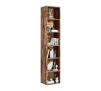 oneinmil Libreria Stretta Alta 6 Ripiani, Scaffale a Colonna con Cubi Portatutto, Design Moderno per Soggiorno, Camera da Letto, Ufficio Domestico, 30 x 23.5 x 181 cm, Marrone