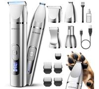 oneisall 4 in 1 silenziosa Tosatrice per cani e gatti, impermeabile IPX7 rasoio per cani, professionale rasoio gatti, tagliazampe e affilatrice per corpi, zampe, occhi, orecchie, viso (Argento)