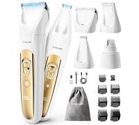 oneisall 4 in 1 Tosatrice per Cane Gatto con Luce LED, 2025 Nuova Versione Cura Peli Animali per Rasoio Cani & Zampe & Smerigliatrice Artiglio, 2000mAh Ricaricabile Rasoio per Cani (Bianco)